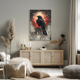 Raven Under Blood Moon Art Print Animal Poster