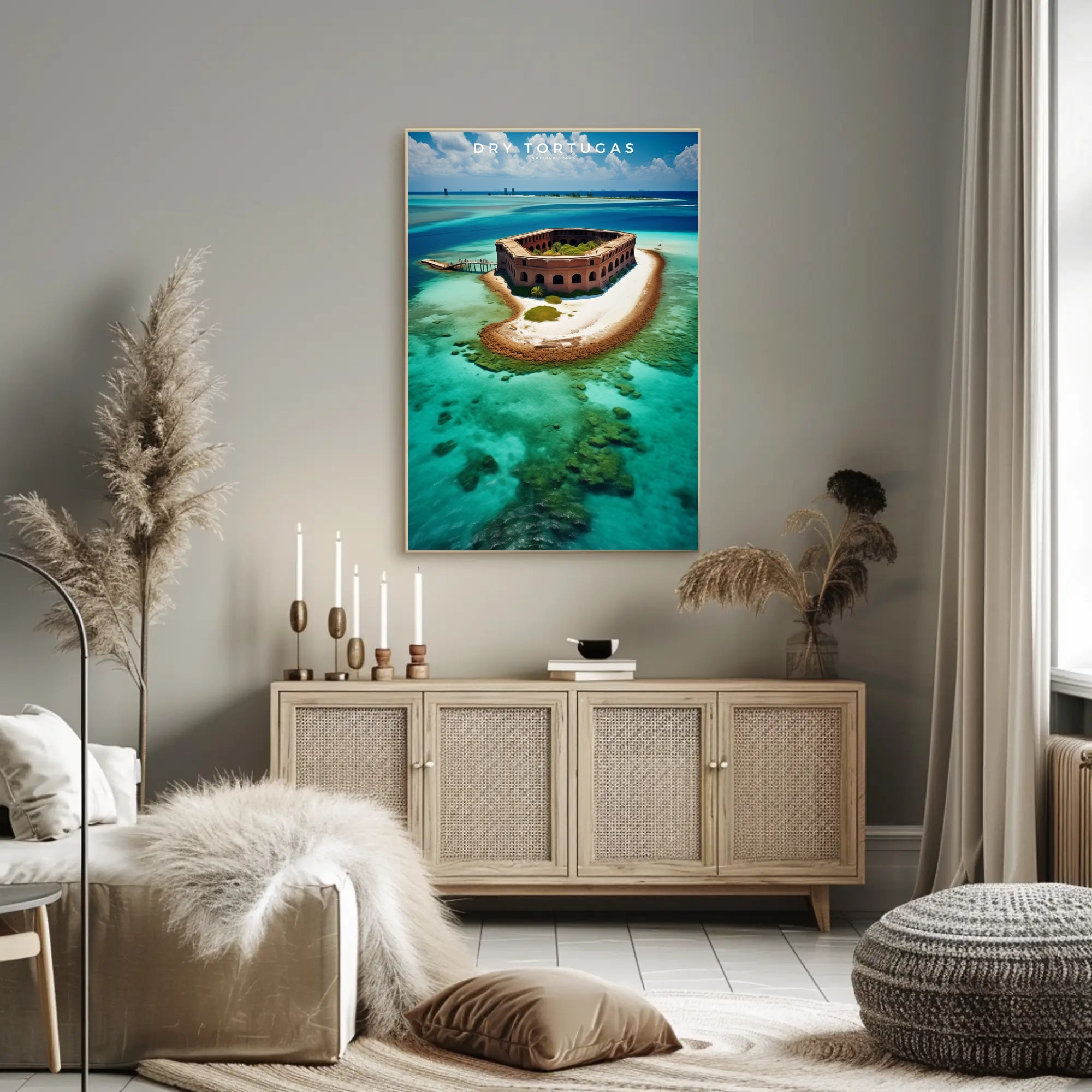 Dry Tortugas Travel Poster Vintage Coastal Wall Art