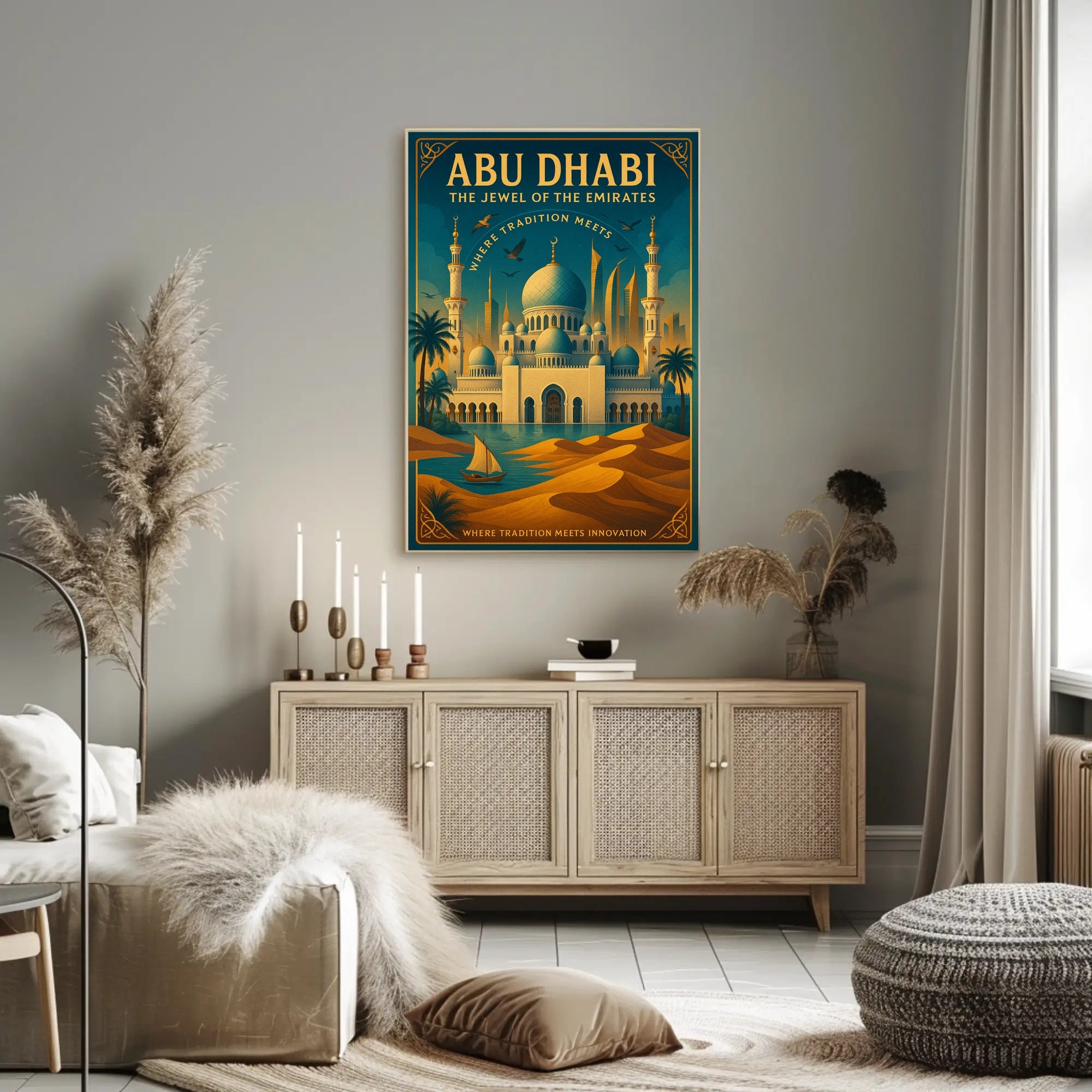 Abu Dhabi Elegance: Modern Meets Vintage Cultural or Heritage Poster