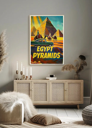 Iconic Pyramids of Egypt Vintage Travel Poster