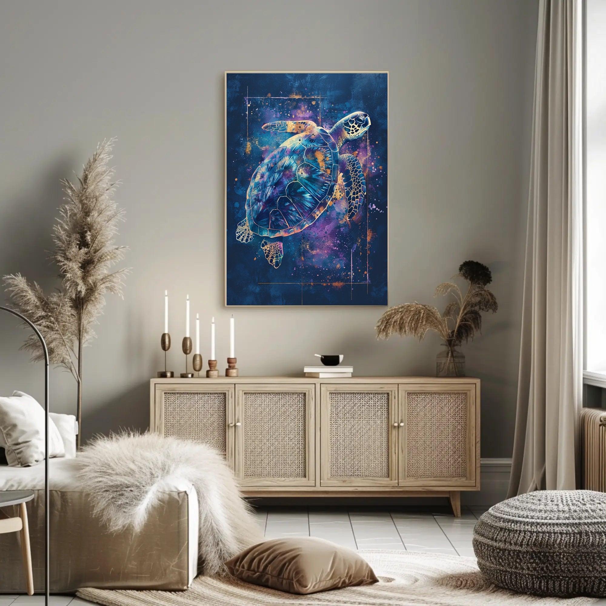 Cosmic Sea Turtle Art Print Poster Decor PosterGoat