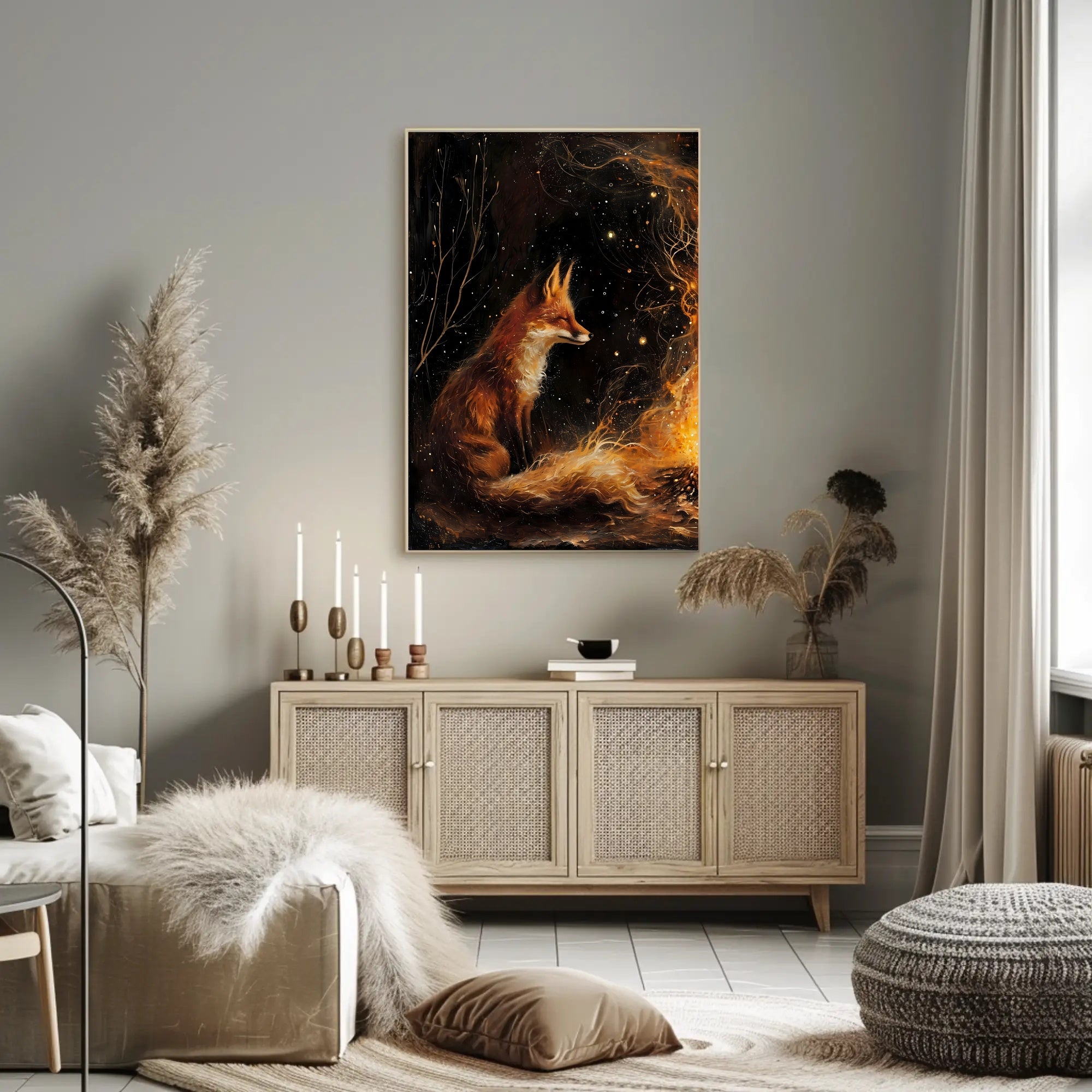 Enchanted Fox By The Fire William Morris Art Poster