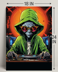 Alien Hacker In Action Poster