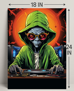 Alien Hacker In Action Poster