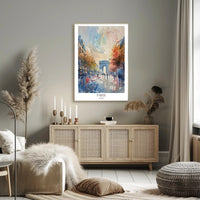 Paris Arc de Triomphe Impressionistic Watercolor Urban or Cityscape Poster PosterGoat