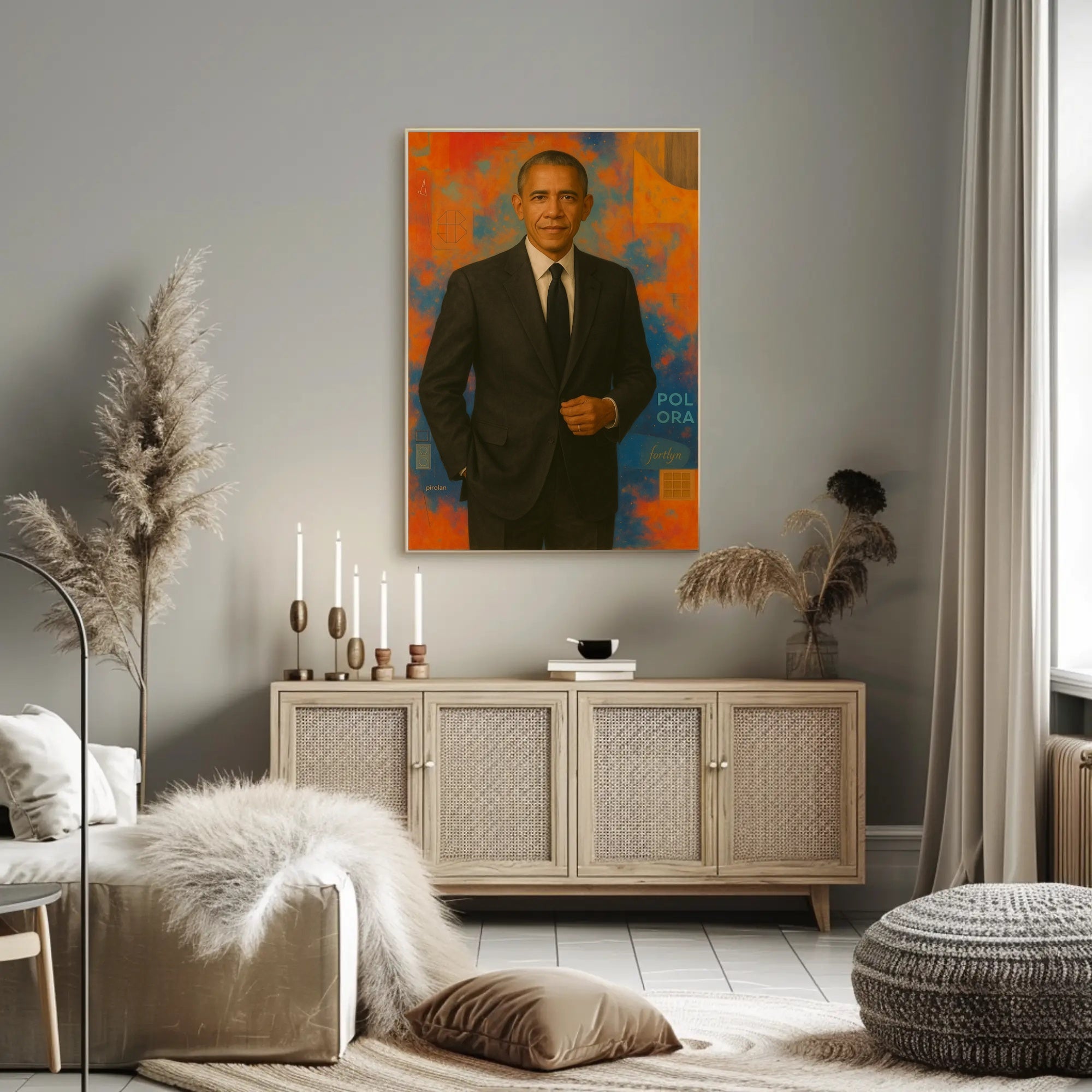 Person in Suit with Abstract Geometric Art Poster