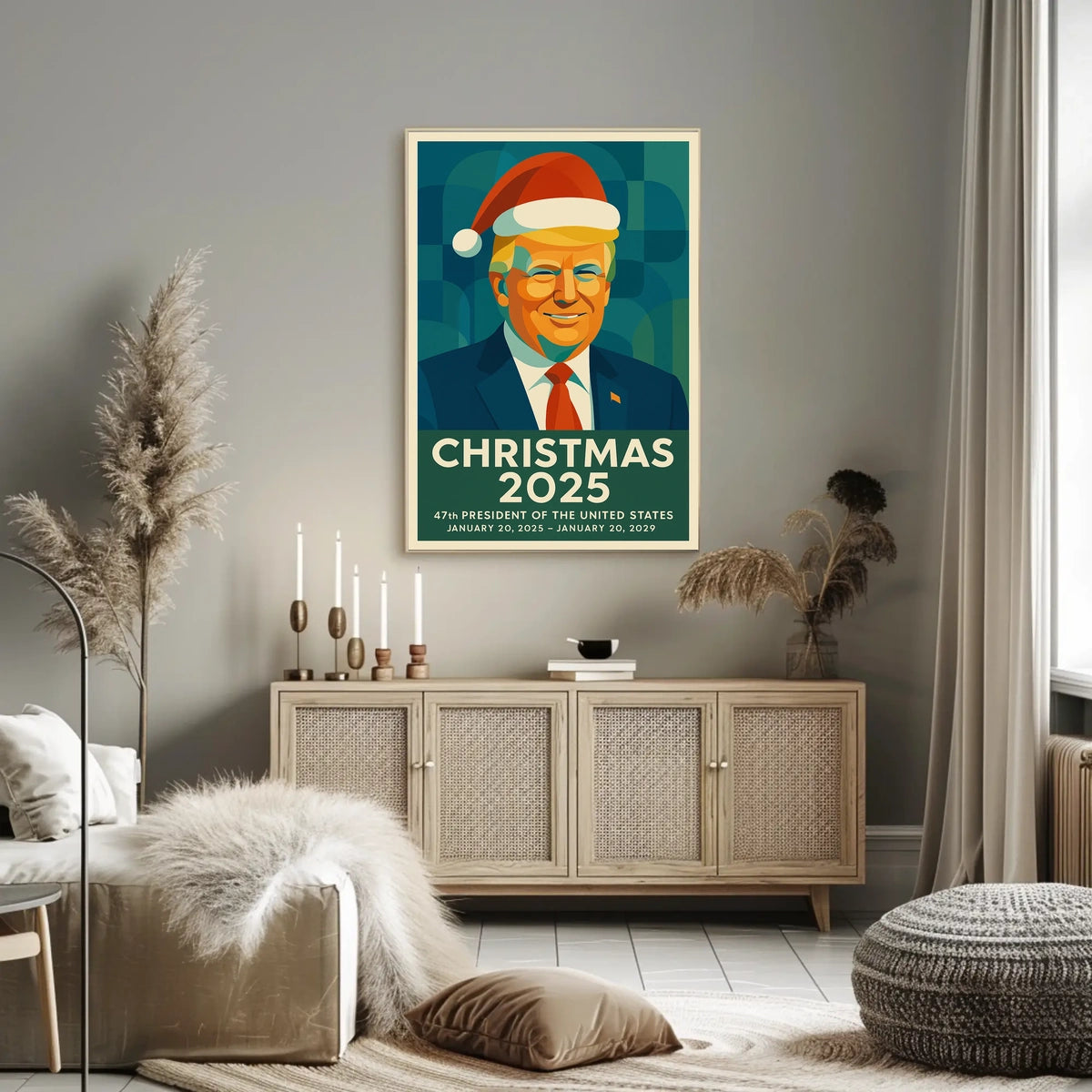 Santa Hat Political Poster Savors Christmas 2025 for Holidays
