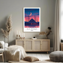 Blue Mosque Twilight Silhouette Cultural or Heritage Poster