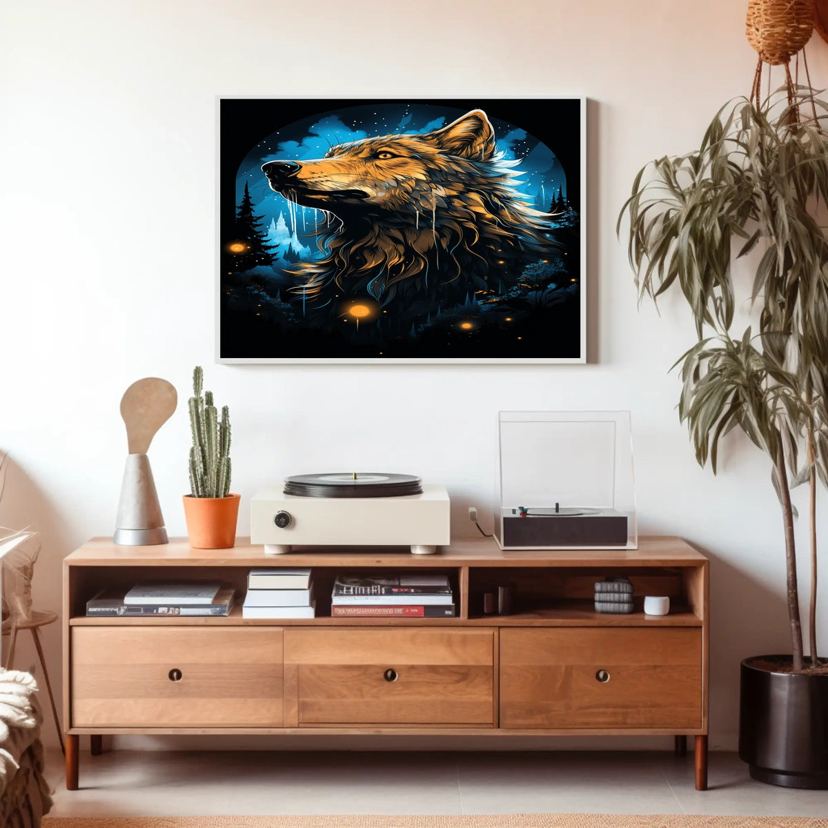 Majestic Wolf Under The Night Sky Poster