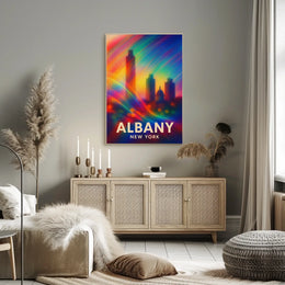 Albany Skyline Abstract Art Poster: Vibrant Cityscape