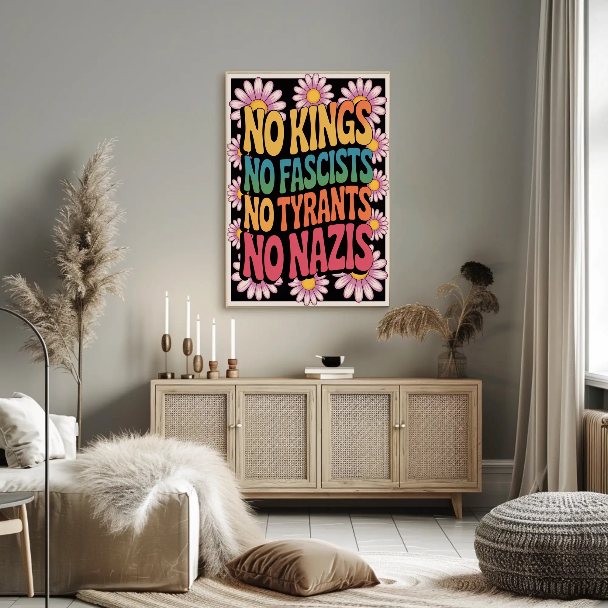 NO KINGS, NO FASCISTS Political or Propaganda Poster
