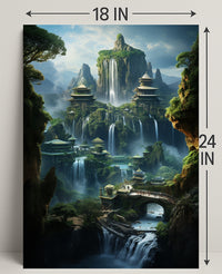 Enchanted Waterfall City Poster