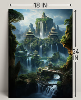 Enchanted Waterfall City Poster