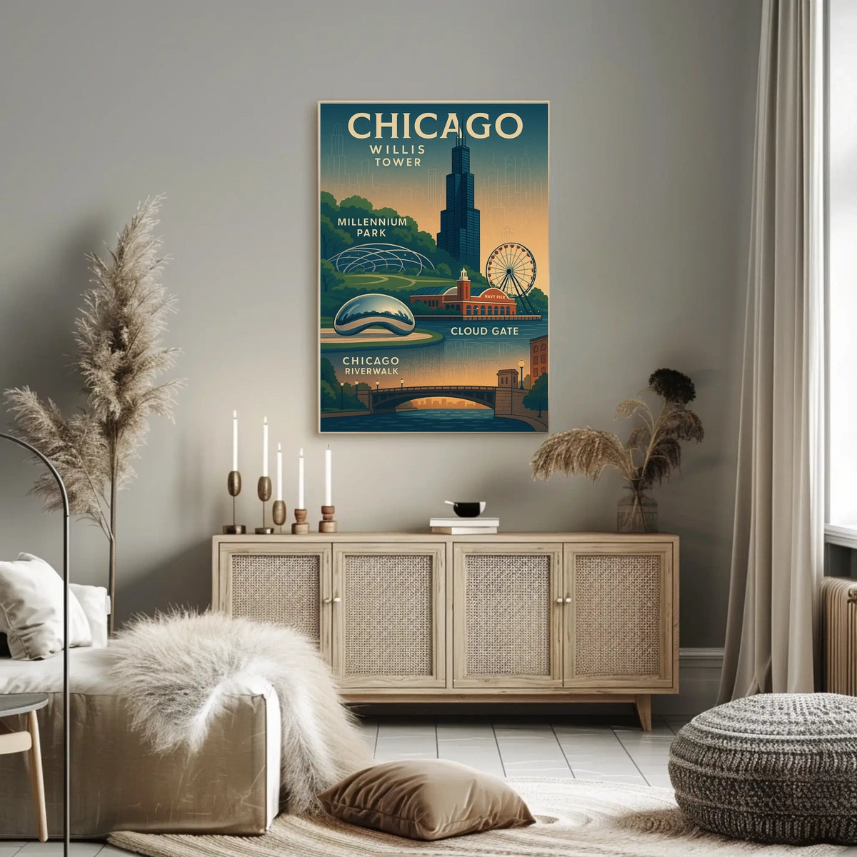 Discover Chicago Landmarks Poster