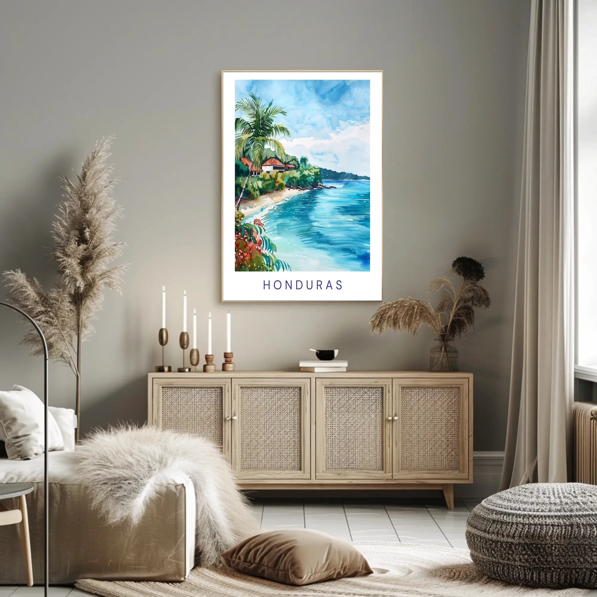 Serene Honduran Coastal Landscape Travel Poster PosterGoat