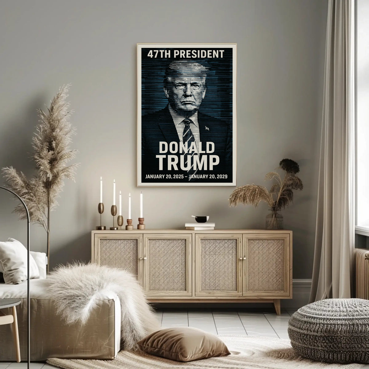 Donald Trump Visionary Leader in Blue Poster