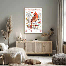 Northern Cardinal Ohio State Bird Art Poster