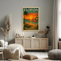 Florida Everglades Adventure Vintage Travel Poster