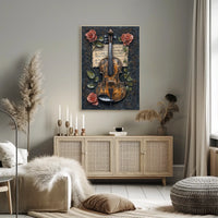 Violin Symphony with Roses Art Print Poster