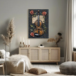 Violin Symphony with Roses Art Print Poster