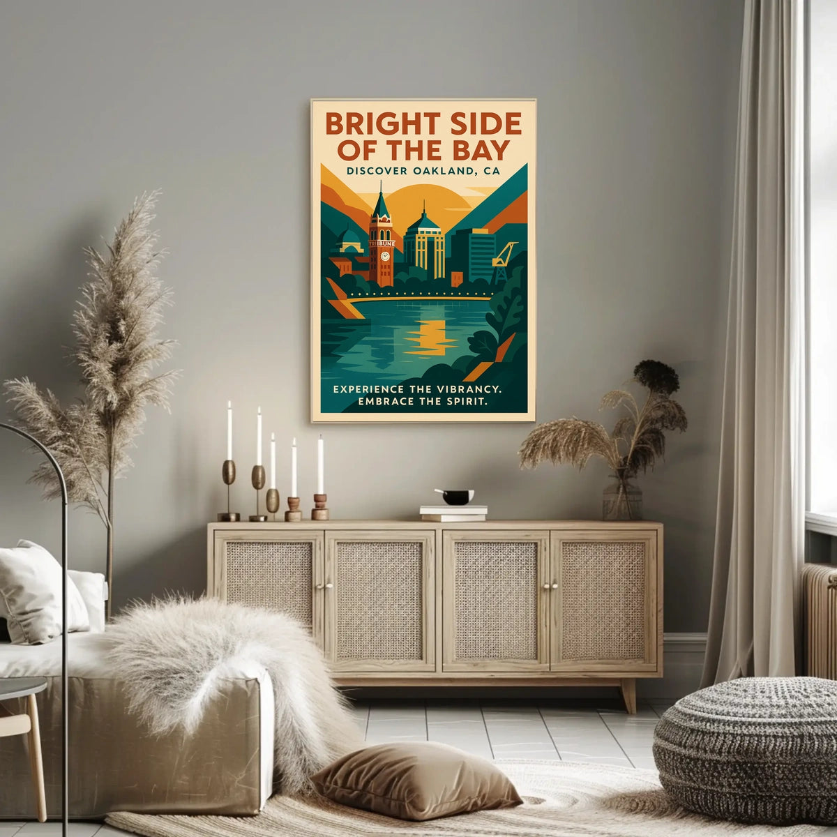 Oakland Cityscape Vintage Travel Poster Art Print