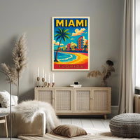 Miami Florida Vibrant Beachfront Poster