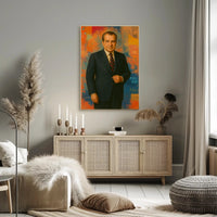 Elegant Portrait with Abstract Flair - Artistic Poster