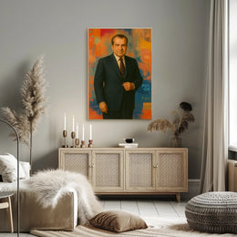 Elegant Portrait with Abstract Flair - Artistic Poster