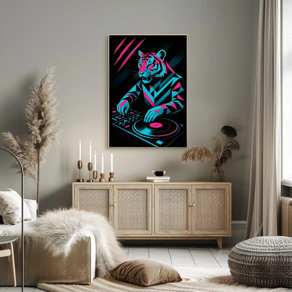 Neon Tiger Dj Poster