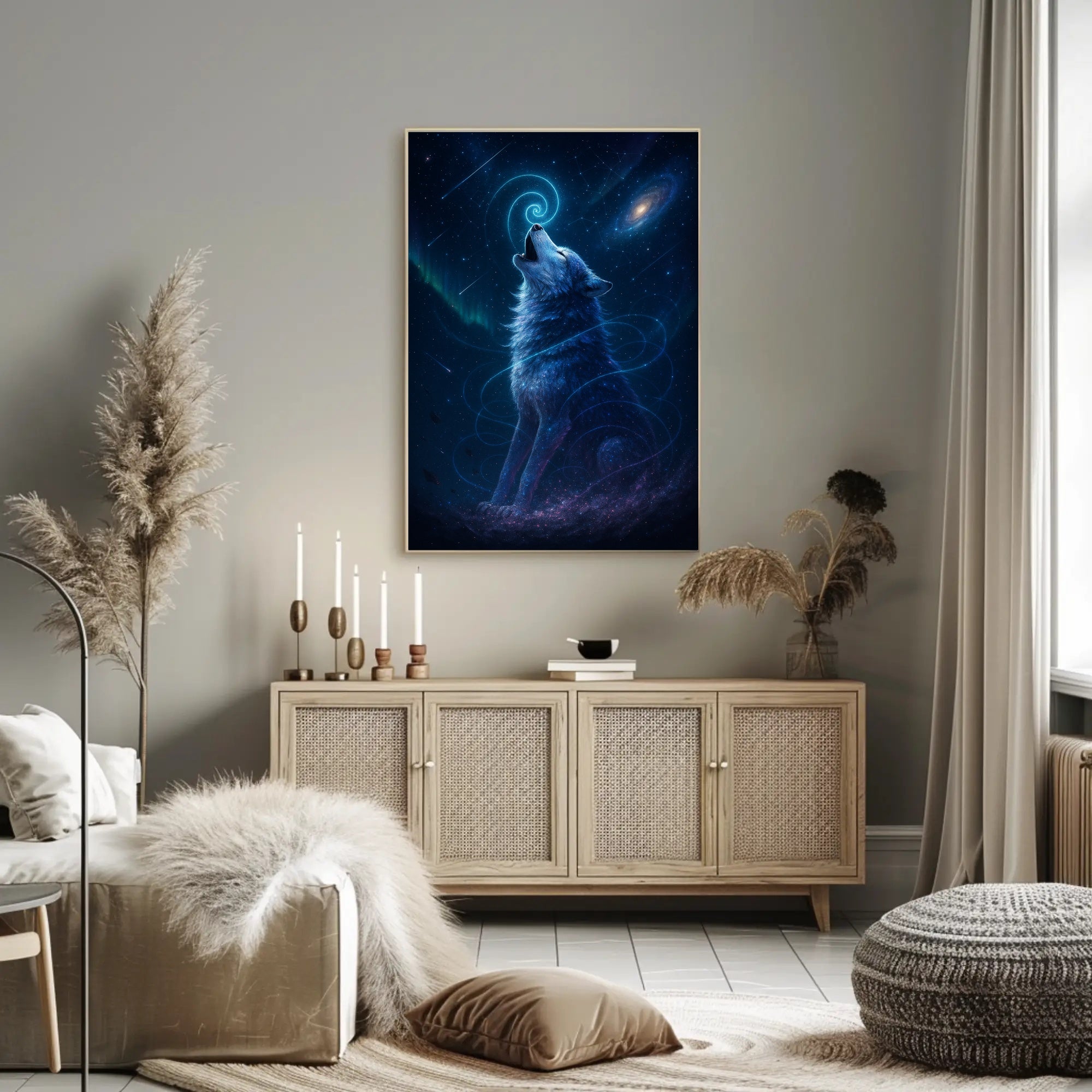 Majestic Cosmic Wolf Howling Space or Astronomy Poster