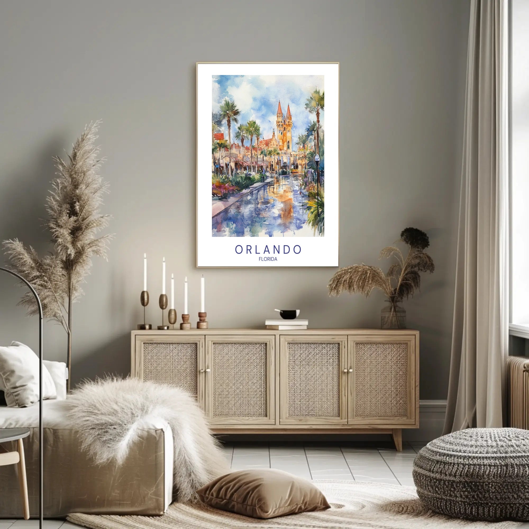 Orlando Watercolor Scene Poster PosterGoat