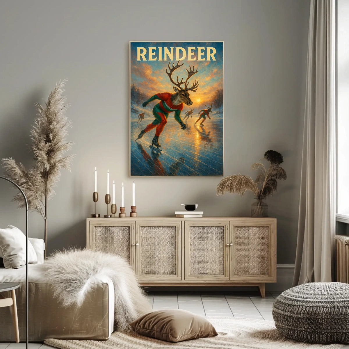 Reindeer Ice Skating Extravaganza Fantasy or Mythology Poster
