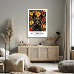 The Artistry of 19th Century with Floral Dog Artistic Poster