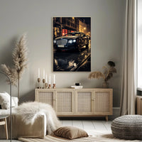 Luxury Car on a Rainy Night Poster PosterGoat