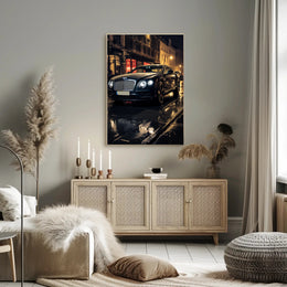 Luxury Car on a Rainy Night Poster PosterGoat