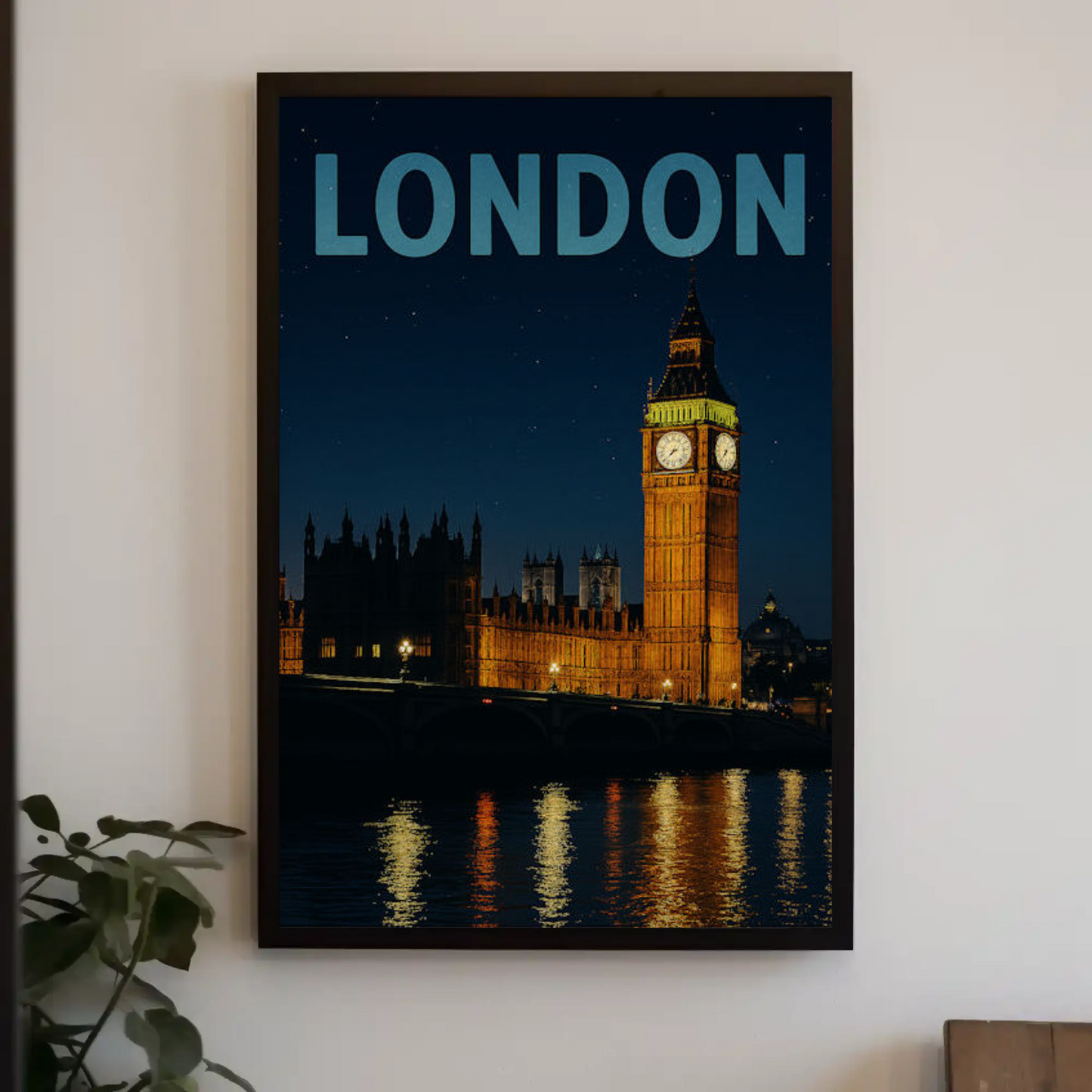 London Big Ben at Night Travel Poster