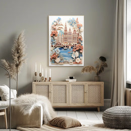 Amsterdam Cityscape Art with Intricate Dutch Gables Travel Poster