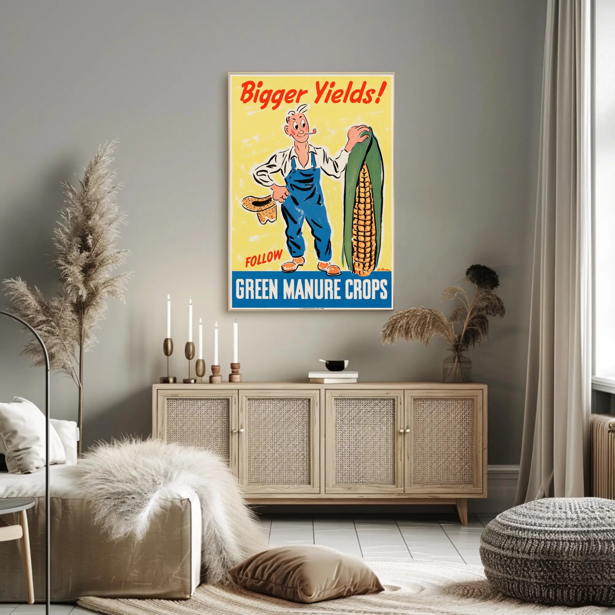 Agriculture Innovation Vintage Art: Mid-Century Propaganda Poster PosterGoat