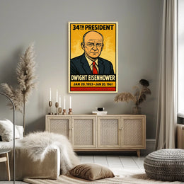 Dwight D. Eisenhower 34th President of the United States Inked Comic Style Poster