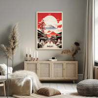 Traditional Japanese Street Scene Travel Poster