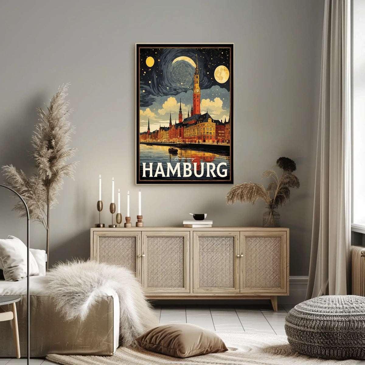Hamburg A Nighttime Cityscape Poster