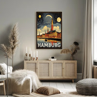 Hamburg A Nighttime Cityscape Poster