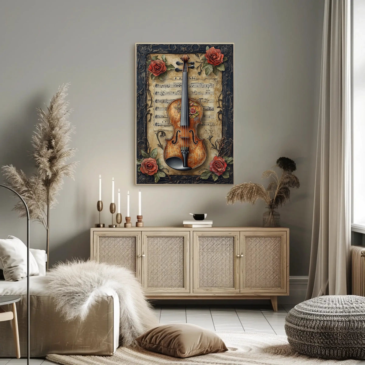 Vintage Violin and Roses Cultural or Heritage Poster