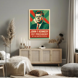 Kennedy 35th President Heritage Midcentury Poster