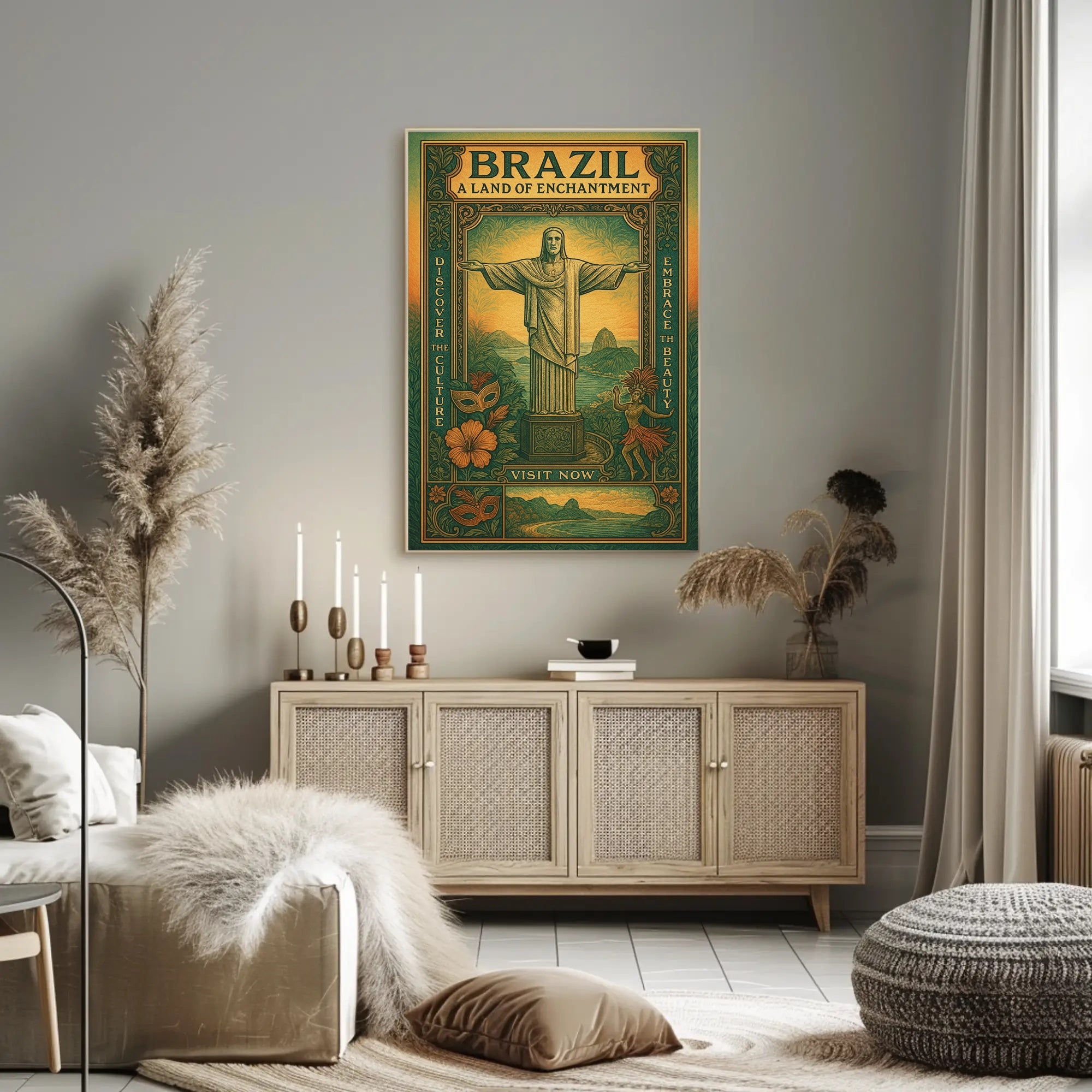 Brazilian Vintage Travel Art Poster – Discover and Embrace Rio