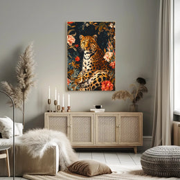 Majestic Leopard Wall Art in Bloom Print