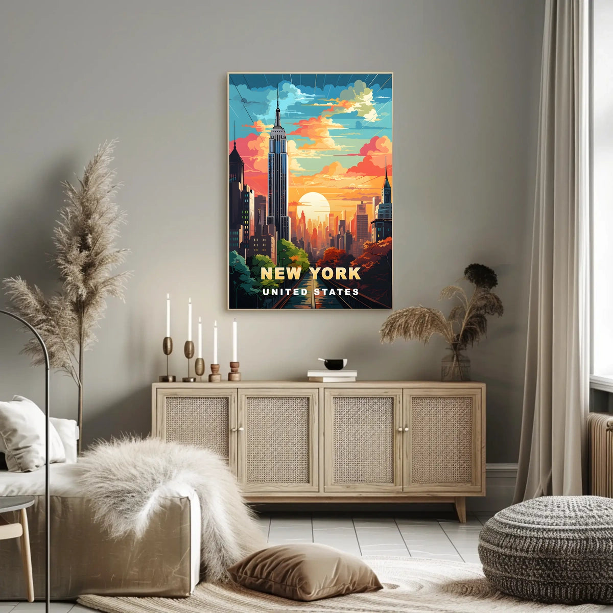 New York City Urban Skyline Poster Modern Wall Art