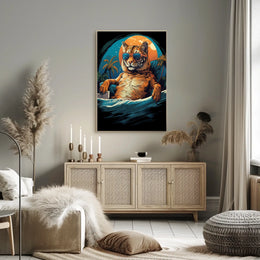 Relaxed Tiger on Beach Artistic Animal Poster