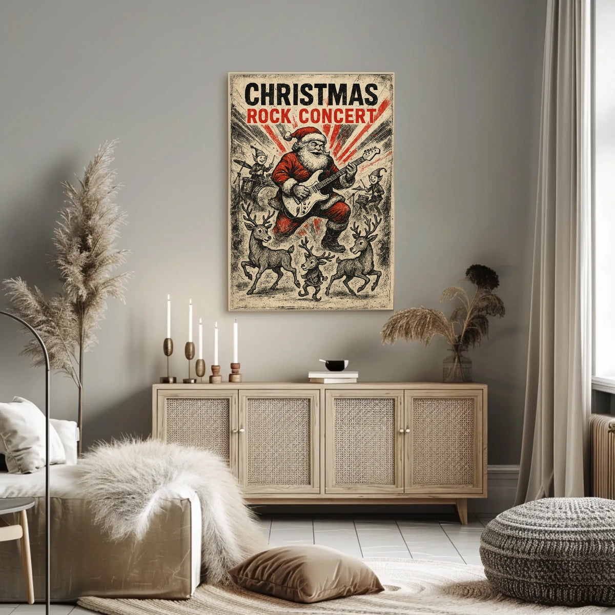 Christmas Rock Concert Santa Vintage Music or Concert Poster