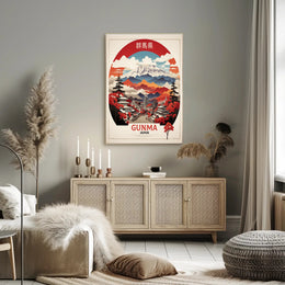 Gunma Vintage Travel Poster Scenic Japanese Landscape